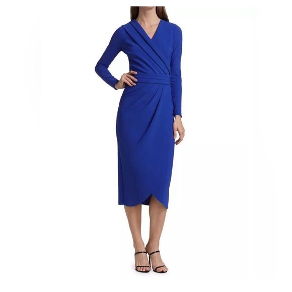 Chiara Boni La Petite Robe Jodene Pleated Wrap Midi Dress Size 4 - Picture 3 of 10